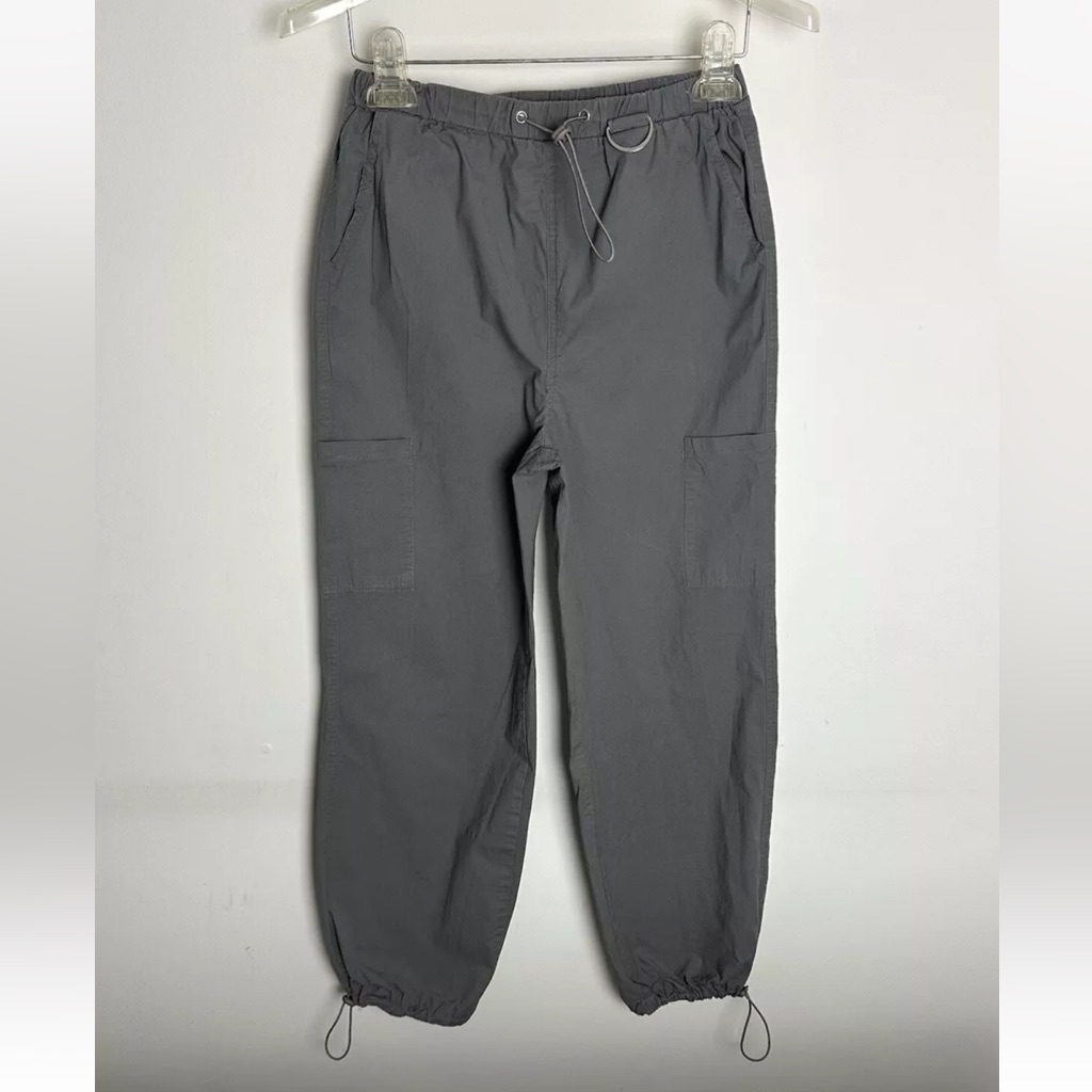 Rachel Paige Pants Womens S Gray Cargo Track Pant Jogger Baggy Cinched 90s Y2k